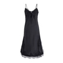 Spring Women's Vacation Strap Lace Splicing Strap Slimming Split Dress