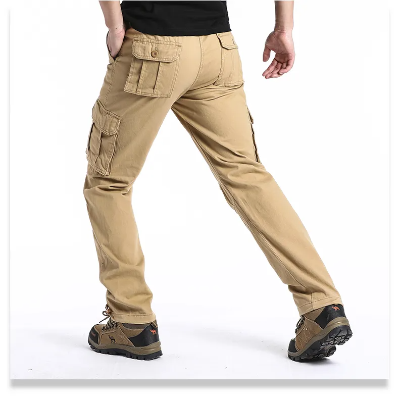 Men's Outdoor Sports Jogging Military Tactical Pants Elastic Waist Pure Cotton Casual Work Pants