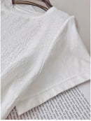 Short Sleeve Jacquard T-shirt Women's Round Neck Simple Comfortable Casual Commute Top Summer
