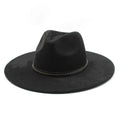 Black fedora hat with a decorative band on a white background, Obroi