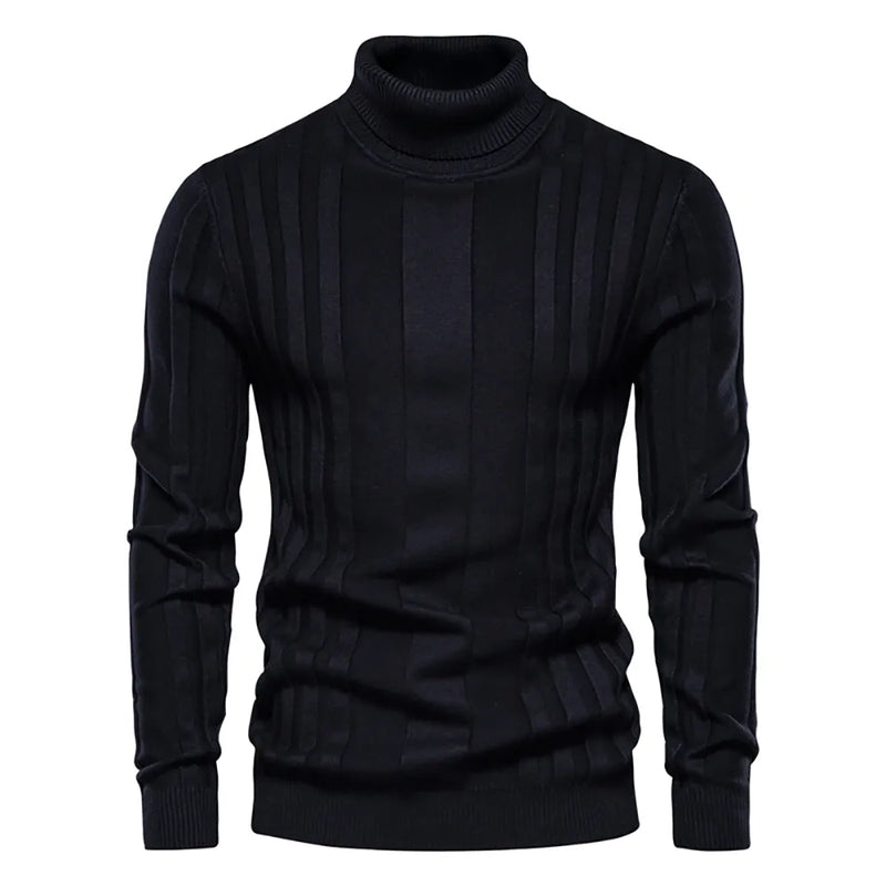 Pullovers Turtleneck Men Casual Basic Solid Warm Striped Sweater Men Winter Sweaters Male