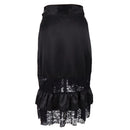 Black Satin & Lace Floral Ruffles Steampunk Skirt Burlesque Vintage Sexy Skirts Womens Gothic Clothing
