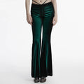 Women Gothic Gradient Slim fit Flared Pants Front Crotch Pleat Design Trousers