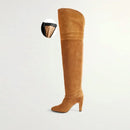 Autumn and Winter genuine Leather knee Highpoint Oversized sleeve Women's Long boots
