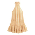 Female Summer Halter Collar Mini Dress Sleeveless A-line Slim Ruffle Laminated Decorative Chic Dresses