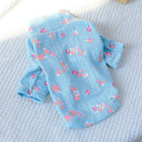 Dog Dresses Pet Clothes for Spring and Summer Bichon Blue Floral Bottoming Shirt Cute Pullover Shirt Light and Breathable