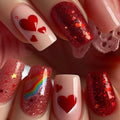 Flower Full Cover Nail with Pearl Design Mid-length Ballet False Nails Press on Square Fake Nail Tip