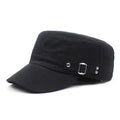 Washed Cotton Army Cap – Adjustable Flat Top Visor Hat