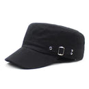 Washed Cotton Army Cap – Adjustable Flat Top Visor Hat