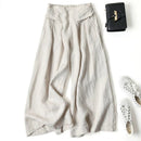Women Summer Wide Leg Cropped Pants with Pockets Thin Loose Fit Elastic Waist Casual Trousers