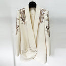 Autumn Sequins Evening Short Dress Women Long Sleeve Notched Blazer Suit Coat Party Dresses Lady