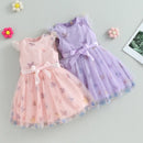 Kids Clothing Toddler Girl Summer Dress Casual Fly Sleeve Butterfly Mesh Tulle Dress Children A-Line Dress with Belt