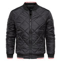 Autumn Winter Jacket Men Stand Collar Red Stripe Sleeve Zipper Casual Cotton Padded Coats