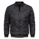 Autumn Winter Jacket Men Stand Collar Red Stripe Sleeve Zipper Casual Cotton Padded Coats