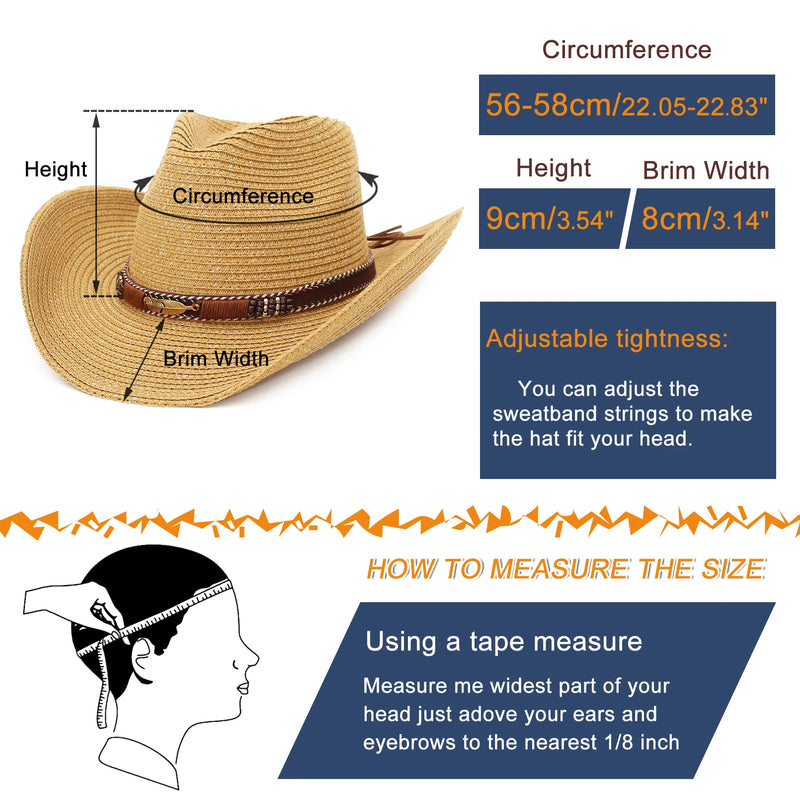 Western Hat Sun Hat For Men Summer Hats For Women Lady Straw Hat With Alloy Feather Beads Beach Cap Panama