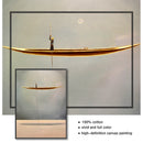 Nordic Wall Art Decor Golden Boat Abstract Canvas Painting Minimalist Landscape Artwork Poster