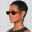 Pixie Cut Layered Straight Short Wig For Women Brazilian Human Hair 4" 150 Density Full Machine-Made Wigs Black Color