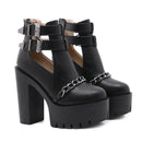 Gothic Buckle Strap Ankle Boots Women Platform Motorcycle Boots