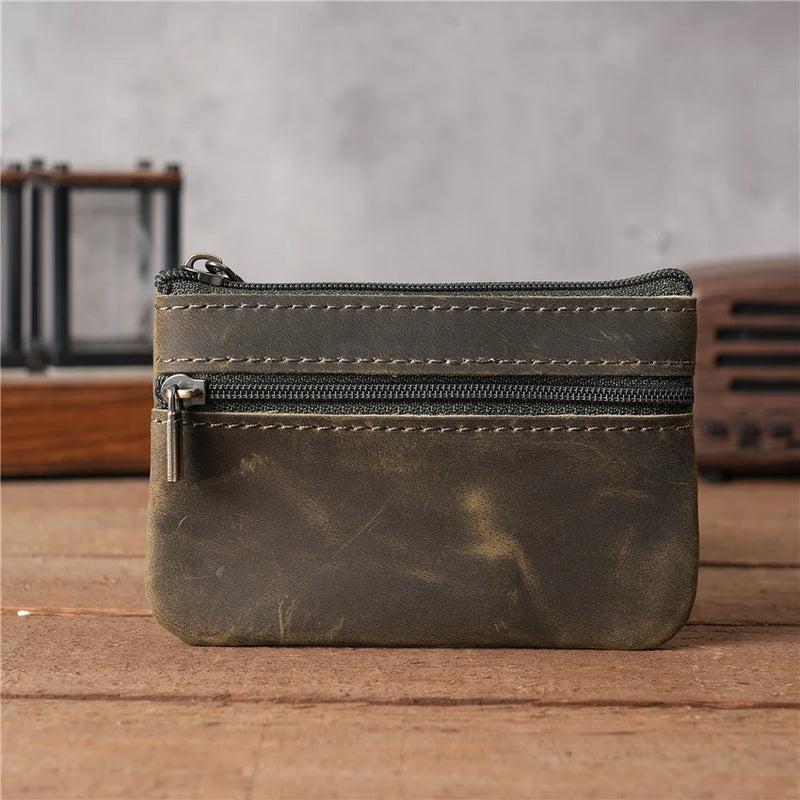 Men Genuine Leather Card Holder Leather Credit Card Case Purse Zipper Purse