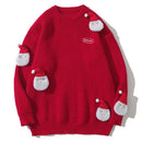 Sweater Men Casual Loose Pullovers Santa Claus Patch Knitted Jumper Sweaters Streetwear