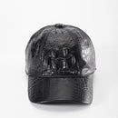 Men Pattern Leather Peaked Cap Outside Casual Protected Travel Baseball Cap Adjustable