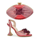Italian Designer Shoes and Bags Matching Set Women Pumps High Heels Rhinestone Women Wedding Shoe Elegant