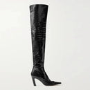 Western Women Boots Genuine Leather Heels Winter Shoes Ladies Long Chelsea Boot