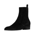 Men Chelsea Boots Handmade Pointed Toe Mid-heel Business Zip Men Ankle Boots
