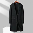 Classic Men's Long Woolen Coats Autumn Winter Casual Top Overcoat Outwear Knee-Length Wool Windbreaker Jacket