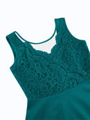 Elegant Sleeveless Turquoise Short Prom Dress Summer Swing Pinup Lace Cocktail Vintage Robe Gowns Birthday Dress for Women