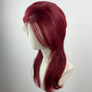 Dark Red 13x4 Wigs for Women Cosplay Shoulder Length Short Curly Wigs Layers Ponytails Medium Cap