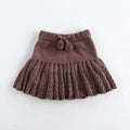 Autumn Kids Short Skirt Girls Cute Solid Color Knitted Pleated Skirt Children Hollow Out Knitted Shorts