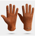 Winter Warm Gloves for Men's Outdoor Cycling and Driving Suede and Fleece Thickened Non-slip Touch Screen Gloves