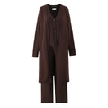 Brown outfit with a cardigan and pants on a white background, Obroi