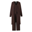 Brown outfit with a cardigan and pants on a white background, Obroi