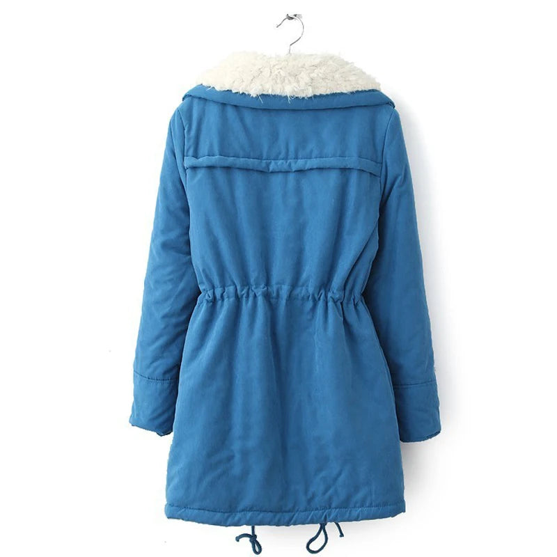 Vintage Thickened Women's Puffer Parkas Winter Cotton-padded Medium Length Jackets Lamb Cashmere Coats Velvet Oversized Outwear