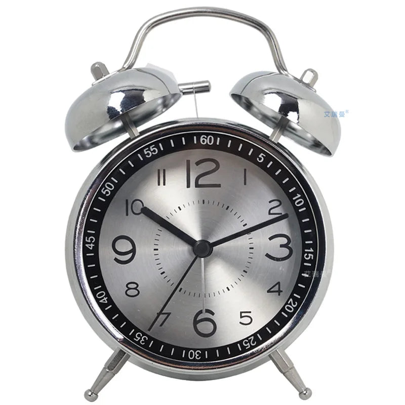 Loud Alarm Clock for Heavy Sleepers Adults Retro 4.5 Inch Silent Quartz with Backlight Twin Bell Analog Kids Alarm Clocks