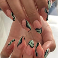 Medium-length Acrylic Almond Fake Nails Art Cool Hottie Girl Wear False Nails Europe and USA Press on Nail Removable French Nail