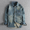 Denim shirt men loose casual shirt