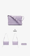 Handbag Woven Genuine Leather Box Bag Shoulder Crossbody Purse Women's Female Luxury Classical