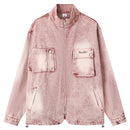Vintage Cargo Denim Jacket Multi Zip-up Blue Jeans Jacket Men Oversized Hip Hop Streetwear Jacket