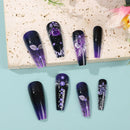 Purple Flower Press on Nails 24Pcs Wearable Fake Nails Flower Woman DIY Manicure Acrylic False Nails Tips