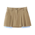 Summer Women's Pleated Skirt Contrast Patchwork Casual Mini Skirts Female