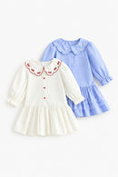 Toddler Kids Girls Fall Shirt Dress Bow Pattern Dress