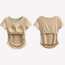 Women's Bra T-Shirts Tops Tees Round Neck Short Sleeve Sexy Casual