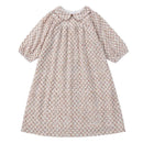 kids girls embroidery brown floral summer cotton flare dress children girl cotton lining sleeve flower dresses
