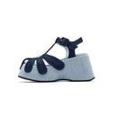 Summer Women Platform Denim Sandals Wedges Shoes Designer Woman Slingback Shoes