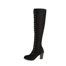 Boots Women Cross Tied Side Zipper Autumn Winter Black Heels Ladies Long Boots