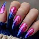 Close-up of a hand with pink and blue gradient nails, Obroi