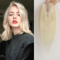 Human Hair Toppers Ombre Light Brown Blonde Middle Part Human Hair Women with Thinning Hair Clip in Toppers